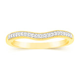 9ct Yellow Gold Curved Eternity Band with 18 Brilliant Cut Diamonds