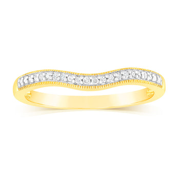 9ct Yellow Gold Curved Eternity Band with 18 Brilliant Cut Diamonds