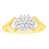 1/4 Carat Diamond Cluster Ring in 9ct Yellow Gold