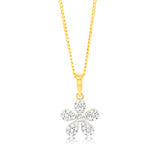 1/10 Carat Diamond Flower Pendant in 9ct Yellow Gold
