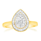 1/5Carat Pear Shaped Diamond Ring in 9ct Yellow Gold