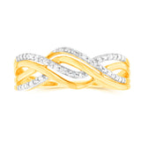 9ct Yellow Gold Fancy Wrap Around Ring in 20 Natural Diamonds
