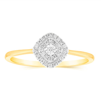 9ct Yellow Gold Pear Shaped Ring in 1/10 Carat Natural Diamond