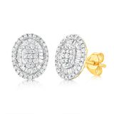 9ct Yellow Gold Oval Shaped Stud Earrings in 1/2 Carat Natural Diamonds