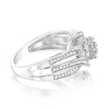 Sterling Silver 1/4 Carat Diamond Cluster Ring