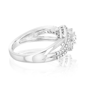 Sterling Silver 1/5 Carat Diamond Wrap Around Trilogy Ring