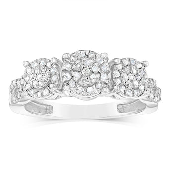 Sterling Silver Trilogy Ring with 1/5 Carat Diamonds