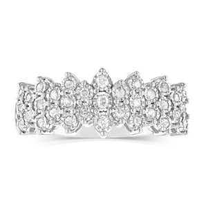 Sterling Silver  1/5 Carat Diamond Cluster Ring
