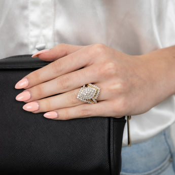 Gold Plated Sterling Silver 1.9 Carat Diamond Cluster Ring