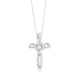 Sterling Silver 1/5 Carat Diamond Cross Infinity Pendant on 45cm Chain