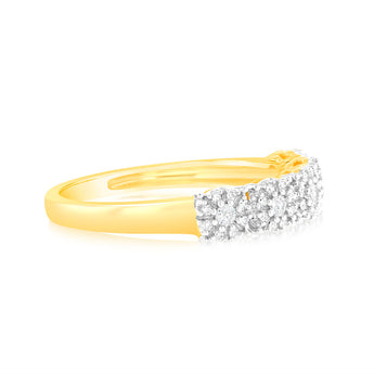 9ct Yellow Gold 1/6 Carat Diamond Ring with 45 Brilliant Cut Diamonds