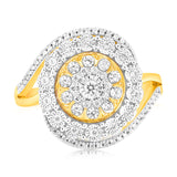 9ct Yellow Gold 1/4 Carat Diamond Ring with 85 Round Brilliant Cut Diamonds