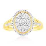 9ct Yellow Gold 1/10 Carat Diamond Ring set with 64 Round Brilliant Cut Diamonds