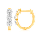 9ct Yellow Gold 1/10 Carat Diamond Hoop Earrings set with 54 Round Brilliant Cut Diamonds
