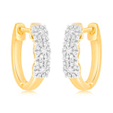 9ct Yellow Gold 1/10 Carat Diamond Hoop Earrings set with 54 Round Brilliant Cut Diamonds