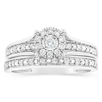 10ct White Gold 1/3 Carat Diamond 2 Ring Bridal set