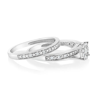 10ct White Gold 1/3 Carat Diamond 2 Ring Bridal set