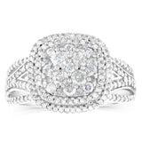 10ct White Gold 0.95 Carat Diamond Cluster Ring