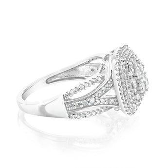 10ct White Gold 0.95 Carat Diamond Cluster Ring