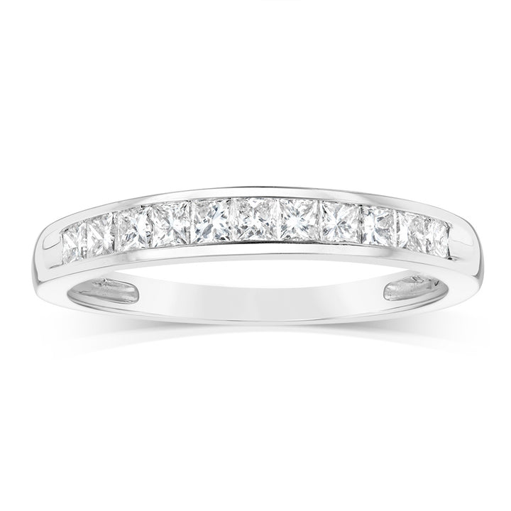 10ct White Gold 0.45 Carat Diamond Eternity Ring with Princess Cut Diamonds