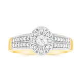 10ct Yellow Gold 1/6 Carat Diamond Halo Solitaire Ring