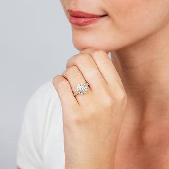 9ct Yellow Gold 1/10 Carat Diamond Cluster Ring with 27 Round Brilliant Diamonds