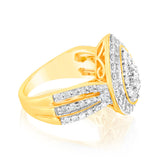 1 Carat Diamond Cluster Ring with 69 Round Brilliant Diamonds in 9ct Yellow Gold