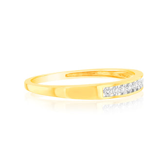 9ct Yellow Gold Eternity Straight Ring with 9 Brilliant Cut Diamonds