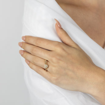 9ct Yellow Gold 1/10 Carat Diamond Heart Shaped Ring