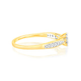 9ct Yellow Gold 1/4 Carat Diamond Halo Solitaire Ring with Diamond 12 Side Diamonds