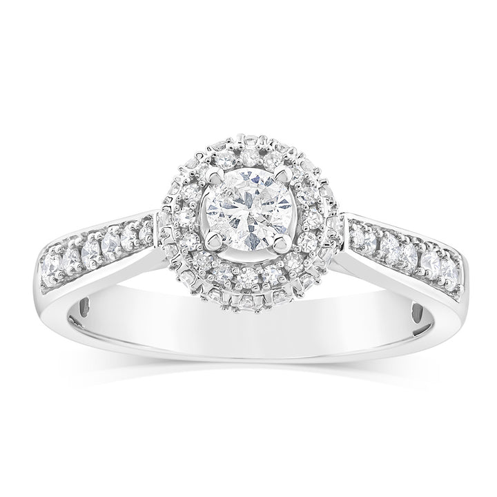 9ct White Gold Brilliant Shaped Ring in 1/2 Carat Natural Diamonds