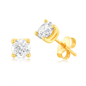 1.40 Carat Diamond Solitaire Stud Earring in 9ct Yellow Gold