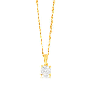 0.70 Carat Diamond Solitaire Pendant in 9ct Yellow Gold