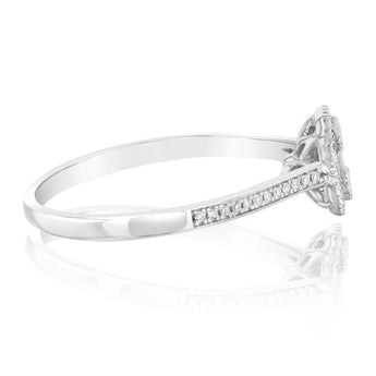 9ct White Gold 1/4 Carat Diamond Halo Dress Ring