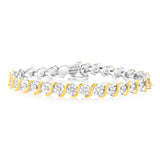 Gold plated Sterling Silver 1 Carat Natural Diamond Bracelet