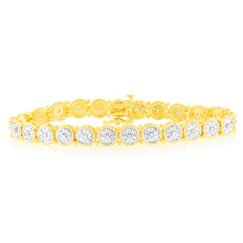 Gold plated Sterling Silver 1/4 Carat Natural Diamond 18cm Bracelet