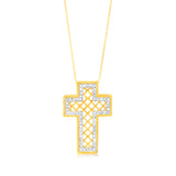 Gold Plated Sterling Silver 1/2 Carat Diamond Cross Pendant on 45cm Chain