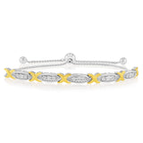 Gold Plated Sterling Silver Diamond Slider Bracelet with 15 Round Brilliant Cut Diamonds
