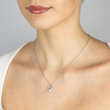 Diamond Pear Shaped Pendant and Earring Set in Sterling Silver on 45cm Chain