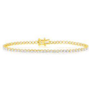 2 Carat 17cm Diamond Tennis Bracelet in 10ct Yellow Gold
