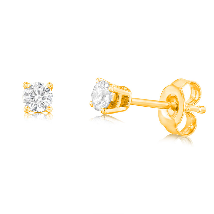 0.45 Carat Diamond Stud Earrings in Gold Plated Sterling Silver