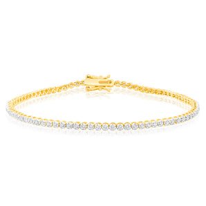 1/2 Carat Diamond Tennis Bracelet in 9ct Yellow Gold