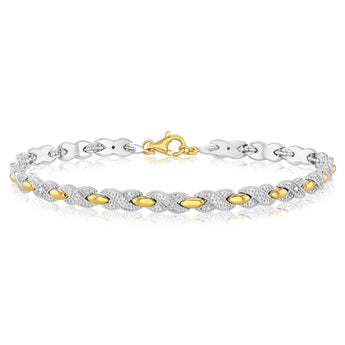 Diamond Tennis Bracelet in Gold Plated Silver