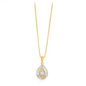 1/2 Carat Earring & Pendant Set in Gold Plated Sterling Silver on 45cm Chain