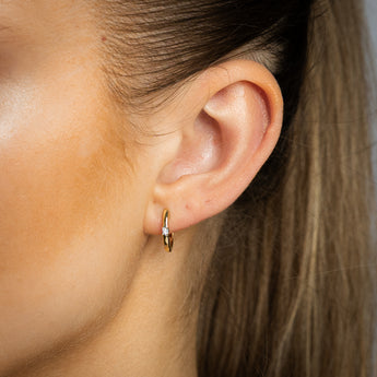 Diamond Hoop Earrings in Gold Plated Silver