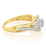 1/6 Carat Diamond Ring in Gold Plated Silver