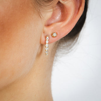 1/10 Carat Diamond Hoop and Stud Earrings Earrings Set in Gold Plated Silver
