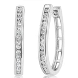 1/2 Carat Diamond Hoop Earrings in Sterling Silver
