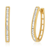 1/2 Carat Diamond Hoop Earrings in Gold Plated Silver