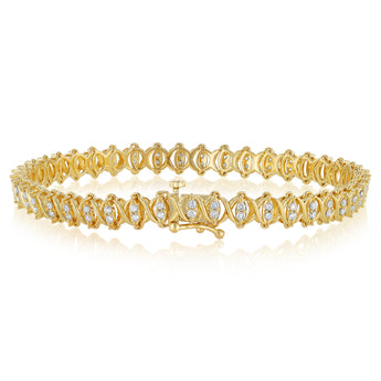 0.90 Carat Diamond 18cm Bracelet in Gold Plated Silver